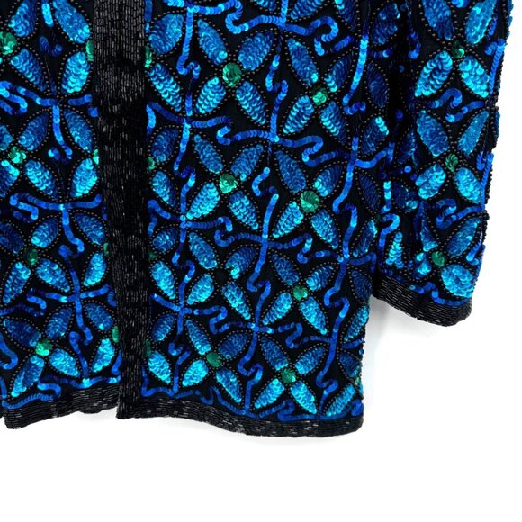 Laurence Kazar vintage sequined blazer 100% silk Woman’s size medium Large - Picture 5 of 15